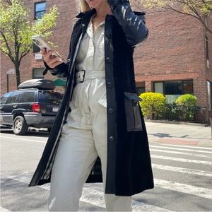 Burberry coat / jacket in black leather and shearling